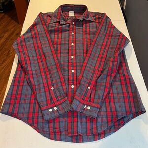 Brooks Brothers 346 Men’s Red and Blue Button Down Plaid Shirt, Size Large